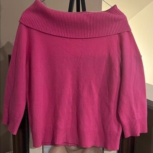 Valerie Stevens Vibrant Cashmere Pink Off-Shoulder Sweater L